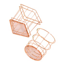 Ciieeo 2PCS Rose Gold Iron Art Storage Basket Nordic Style Wire Baskets for Desk Bedroom Home Organization Stylish Iron Bins for Multi Purpose Use