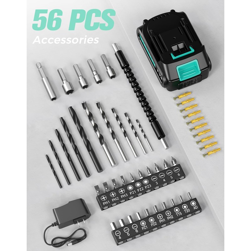 Cordless Drill, 20V MAX Power Drill Set with 2.0Ah Power