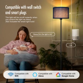 BoostArea Floor Lamp Standing Lamp, Small Floor Lamps for Living Room, Simple LED Tall Lamp with Lampshade, On/Off Foot Switch, Corner Pole Lamps for Bedroom/Office/Kids' Room, Blue(Without Bulb)