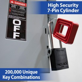 PACLOCK 90A-PRO Series Padlock, Buy American Act Compliant, Purple Anodized Aluminum, High Security 7-Pin Cylinder with 1 Key per Lock, Keyed Differently, 3/4" Tall Hardened Steel Shackle