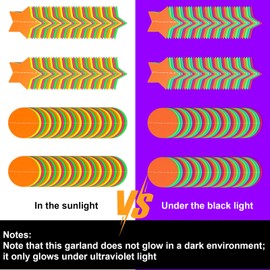 52ft Neon Star Circle Dot Garland 4Pcs Circle Dots Stars Glow Party Paper Streamers Hanging Decorations for Birthday Decor Black Light Glow Party