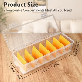 vsshe Transparent Cable Organiser with Lid, Cable Organiser Box, 7 Compartments & Removable Dividers, Cable Storage Box - Storage Box for Charging Cables, Chargers, Desk Accessories
