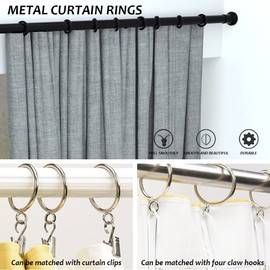 14Pcs Large Metal Curtain Rings 63mm/2.48in Inner Diameter with Eyelets, Shower Curtain Rings Hoops, Drape Sliding Eyelet Rings for Rod, Closed Drapery Rings, Curtain Clip Rings (Black)