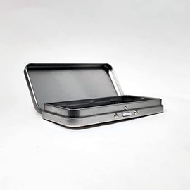 RVTUS Silver Metal Rectangular Tins With Hinged Child Resistant Locking Lid - Lidded Storage Containers (Large - 12 Pack)