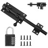 Aoreun Door Bolt Bolt with Combination Lock, Padlock, Stainless Steel