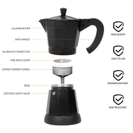 LAOION Cafetera Espresso Maker, 6 Cup Portable Coffee Machine, 300ml Portable Cafeteras Electricas Modernas, Electric Moka Pot with Detachable Base & Overheat Protection, Coffee Gift for Home Travel