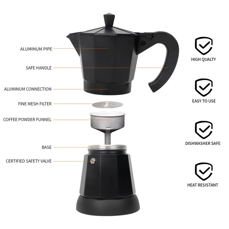 LAOION Cafetera Espresso Maker, 6 Cup Portable Coffee Machine, 300ml