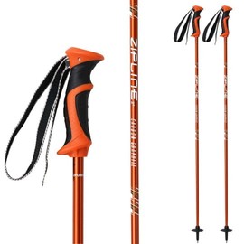 Zipline Lollipop 14.0 Graphite Carbon Composite Ski Poles – Lightweight Ergonomic Grip, Vibration Dampening, Groomers and Freestyle. Choice of Olympic Skiers (Autumn Orange, 48" in./122 cm)