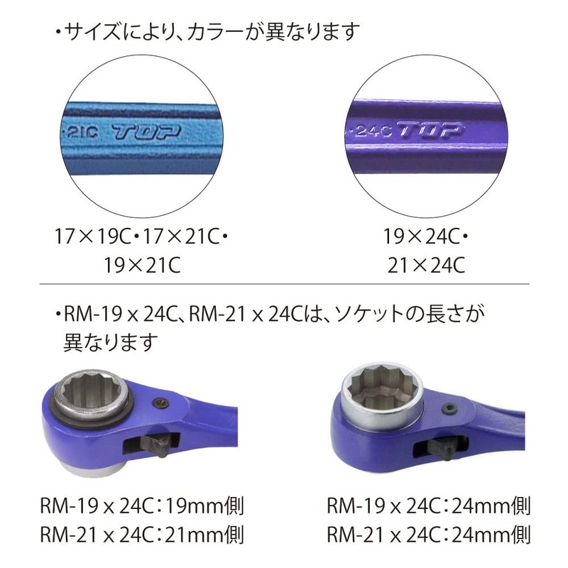 Top Industry (TOP) Compact Ratchet Wrench, 0.7 x 0.8 inches