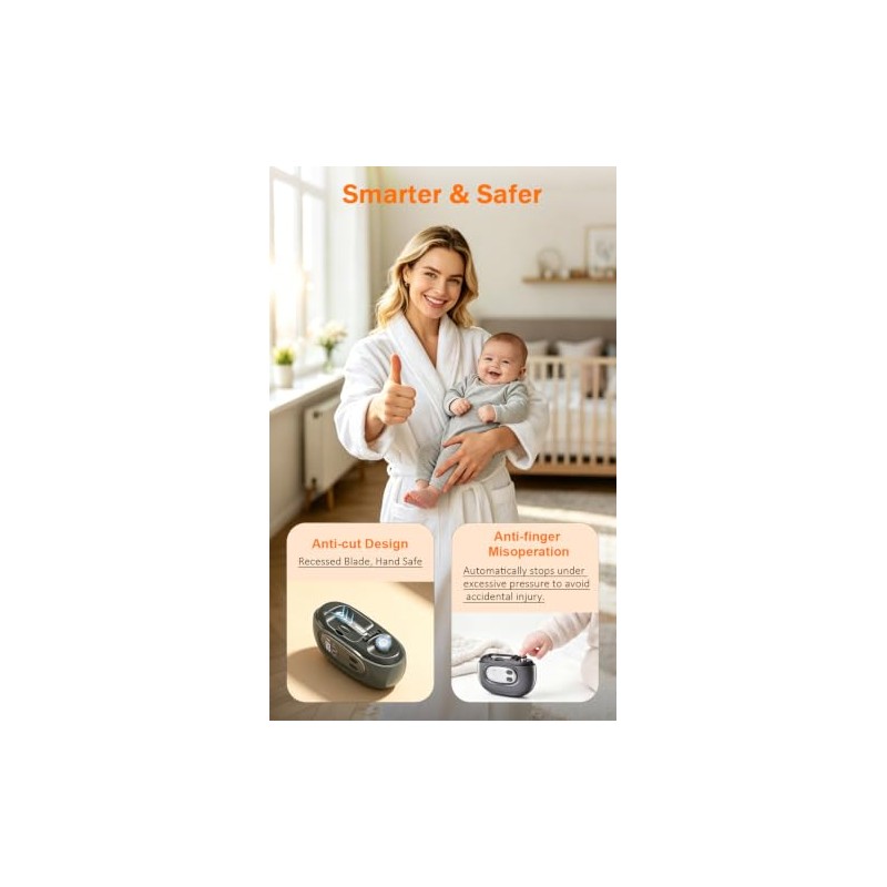 4-in-1 Electric Nail Clipper, One-Touch Interchangeable Heads, Built-in Magnifier &