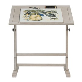 Studio Designs Vintage Drawing/Drafting Table with Pencil Ledge - 36" W x 24" D - Coastal Whitewash - Adjustable Tilting Top