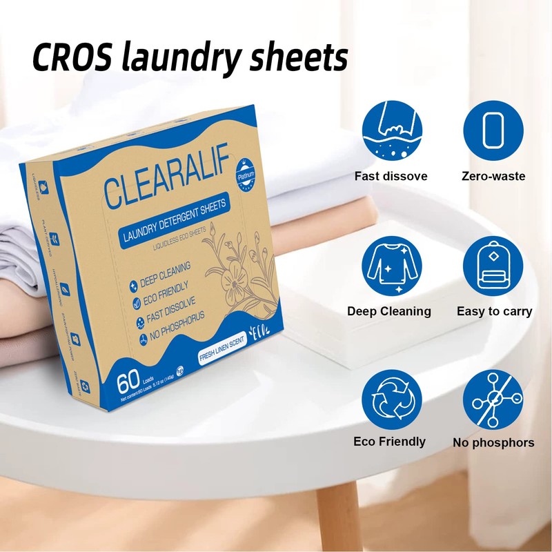Laundry Detergent Sheets Up to 60 Loads, Fresh Linen -