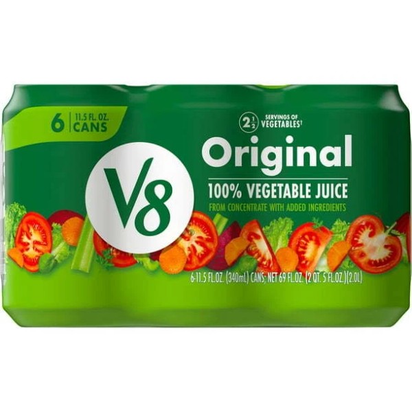 V8 Original 100% Vegetable Juice, 11.5 fl oz Can, 6