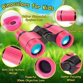 Binoculars Kids, Toys 3-10 Year Old Boy Gifts, Kids Telescope Outdoor Toys for Sports and Outside Play, Educational Learning Toys Gifts for 3 4 5 6 Year Old Boys(Pink)