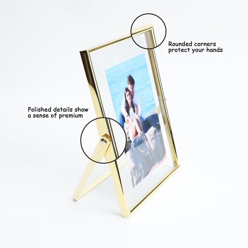 AhaGo Gold Floating Picture Frame (6x8 Inches, Vertical), For Photo