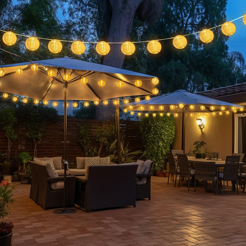 StarryEver Lantern String Lights Outdoor Plug in, 40Ft Connectable Warm