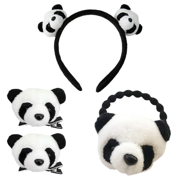 KESYOO 4pcs Panda Headband Beautiful Ear Panda Headband Stretch Hair Scrunchie Hair Accessories for Girls