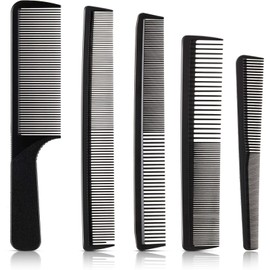 5 Pieces Hair Cutting Comb Barber Hair Styling Combs Fine Teeth Carbon Hairbrush Set Anti Static Heat Resistant Hairdressing Tapered Hairbrush for Men Women