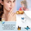 Plesitep Butterfly Ring Sterling Silver Adjustable Butterfly Ring for Women
