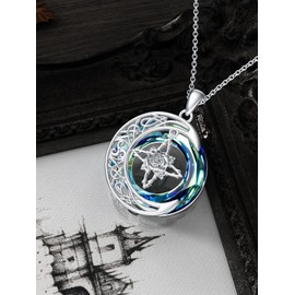 Shusukue - Collar de plata esterlina 925 para mujer, brújula/ triple diosa/palmera/nudo de bruja/Santa Muerte, para mujeres y hombres, joyería de Navidad, Base