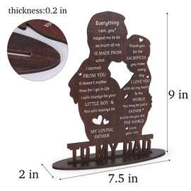 Gifts for Fathers Day from Son Wooden Sign Decor for Desk Office Home Dad Gifts from Son for Birthday Christmas