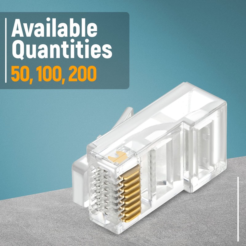GTZ Cat5e RJ45 Pass Through Connector 50-Pack - EZ Cat