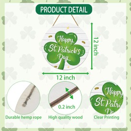 St Patricks Day Wreath St Patricks Day Door Decorations Shamrock Wreath Wooden Front Door Hanger Hanging Sign for Wall Indoor Home Decor