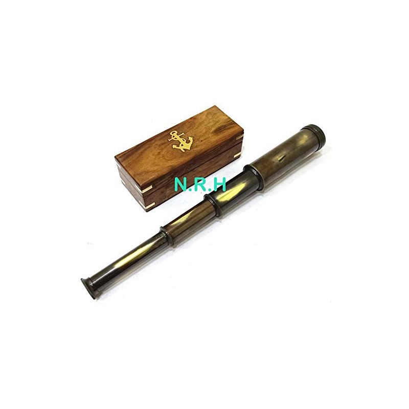 Beatiful Vintage Handcrafte Nautical Telescope Brass/Wood Spyglass Telescope With Rosewood
