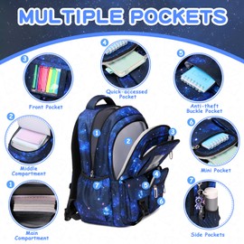 PIG PIG GIRL Kids Backpack for Girls Boys School Bags for Middle School Students Book Bag for Elementary Primary School Kawaii Ita Backpack, Galaxy Astronaut