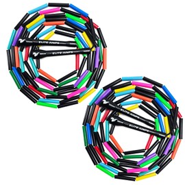 Elite Jumps Double Dutch Jump Rope 14ft, 2 Pack Freedom | 2" Beaded Double Dutch Jump Rope for Adults & Kids | Made with Unbreakable Handles and Shatterproof Beads