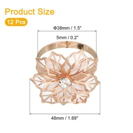 sourcing map 12Pcs Metal Napkin Rings, Flower Table Napkin Holders Serviette Buckles for Decoration Adornment Wedding Parties, Banquet, Rose Gold
