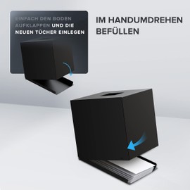 ovimar Teksmona Square Cosmetic Tissues Box, Stainless Steel, Matte Black, Perfect Handkerchief, Paper Towel or Cosmetic Tissue Dispenser, Cube Shape for Bathroom, Kitchen or Dining Table