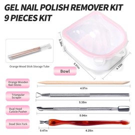siyuwuro Nail Soaking Bowl 9Pcs Acrylic Gel Nail Polish Remover Kit Acetone Nail Polish Remover Bowl with Cuticle Pusher, Triangle Peeler, Orange Wood Cuticle Stick Nail Art Supplies (Blue)