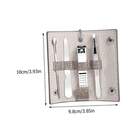 Baluue 4pcs Manicure Tool Set with Eyebrow Tweezers Nail Clippers Nail File Ear Wax Picker Ergonomic Design for Home and Travel Use Pink Storage Case Included