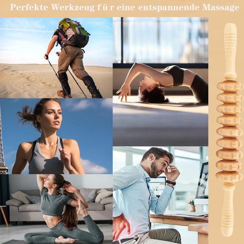 Fascia Wand Massage Roller, Wooden Fascia Roller for Body Shaping,
