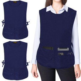 TEXVIDA 5 Pockets Cobbler Aprons for Women Men (Pack of 2) – Zipper Pocket Smock Apron, Navy – Regular