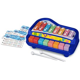 Kidz Toyz: Blue's Clues Play Along Piano, 8 Notes with 4 Song Cards, 2-in-1 Piano Keyboard, Plastic Mallets Included, For Ages 3 and up