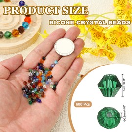 PATIKIL 3mm Bicone Crystal Beads, 600 Pcs Glass Faceted Bicone Beads Loose Spacer Bead for Jewelry Making Bracelet Necklace Earrings Wind Chimes Craft, Dark Green
