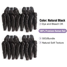 Molefi 8 Inch 4 Pack Black Brazilian Virgin Funmi Curly Hair Extensions Bundles