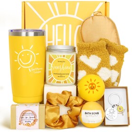 BRIGHTEN UP HER DAY! Unique 11pcs Birthday Gift Baskets for Women - Sister & Friendship Cheer Up Box with Get Well Soon & Sunshine Gifts!