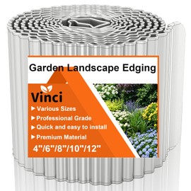 Vinci Garden Landscape Edging Border, 10 Inch x 20 FT Corrugated Sturdy Metal Easy Installation Safe Hemmed Lawn Garden Border Edges for DIY Flower Beds, Pathways and Patio Design (Silver)