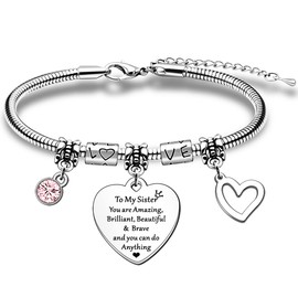 HULALA To My Sister Gifts Bracelet For Women Girls Birthday Christmas From Sister You Are Amazing Brilliant Beautiful Brave And You Can Do Anything