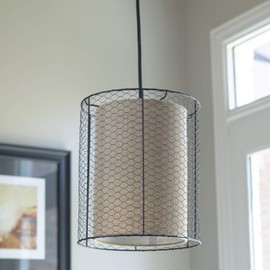 Cooper Chicken Wire and Burlap Pendant