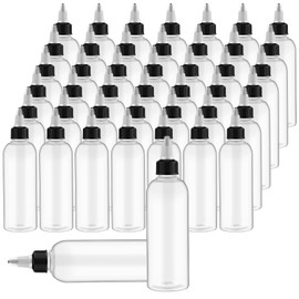 Tanlade 150 Pcs 2oz Plastic Squeeze Bottles Bulk Boston Dispensing Empty Hair Oil Bottles with Twist Cap for Essential Oils Hair Applicator Liquids Condiment Dispenser