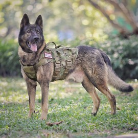 PETAC GEAR Tactical Dog Harness K9 Dog Training Vest Adjustable Padded Police Service Dog Working MOLLE Vests for Large Medium Dogs Mals GSD Lab… …