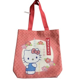 Morimoto Sangyo Sanrio Crepe Series Tote Bag (Kitty), Red, Character Pattern, Shopping Bag, purple