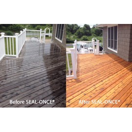 Seal-Once Nano+Poly Penetrating Wood Sealer with Polyurethane - Premium Waterproof Sealant -1 Gallon & Bronze Cedar