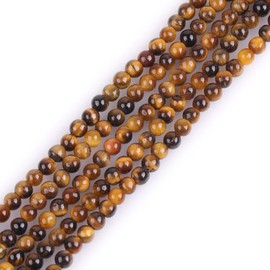 Sweet & Happy Girl's Store 3 mm Round Gemstone Tiger's Eye Beads Strand 15 Inch Jewellery Making Beads