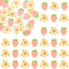 Gyufise 60Pcs Edible Strawberry Cupcake Toppers Wafer Paper Strawberry Flower