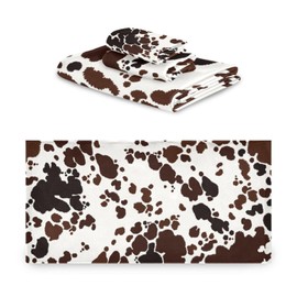 Kigai Cow Print Bath Towel Set of 3(1 Bath Towel, 1 Hand Towel, 1 Washcloth), Soft Absorbent Comfortable Quick Dry for Bathroom Shower Travel Hotel Gym
